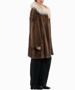Brown Mink Fur Coat With Collar XI11