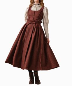 Rust Ember Pleated Wool Dress XI21